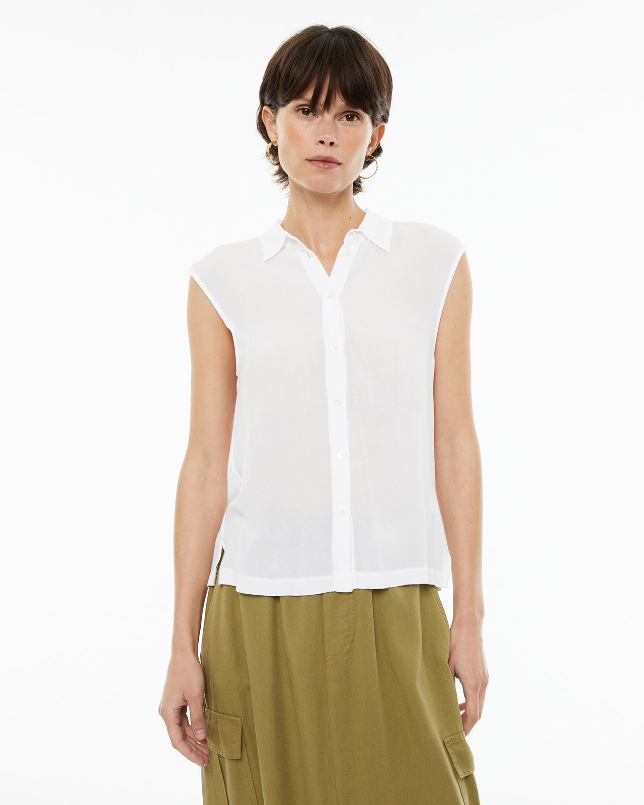 Camisa fluida oversize sin mangas