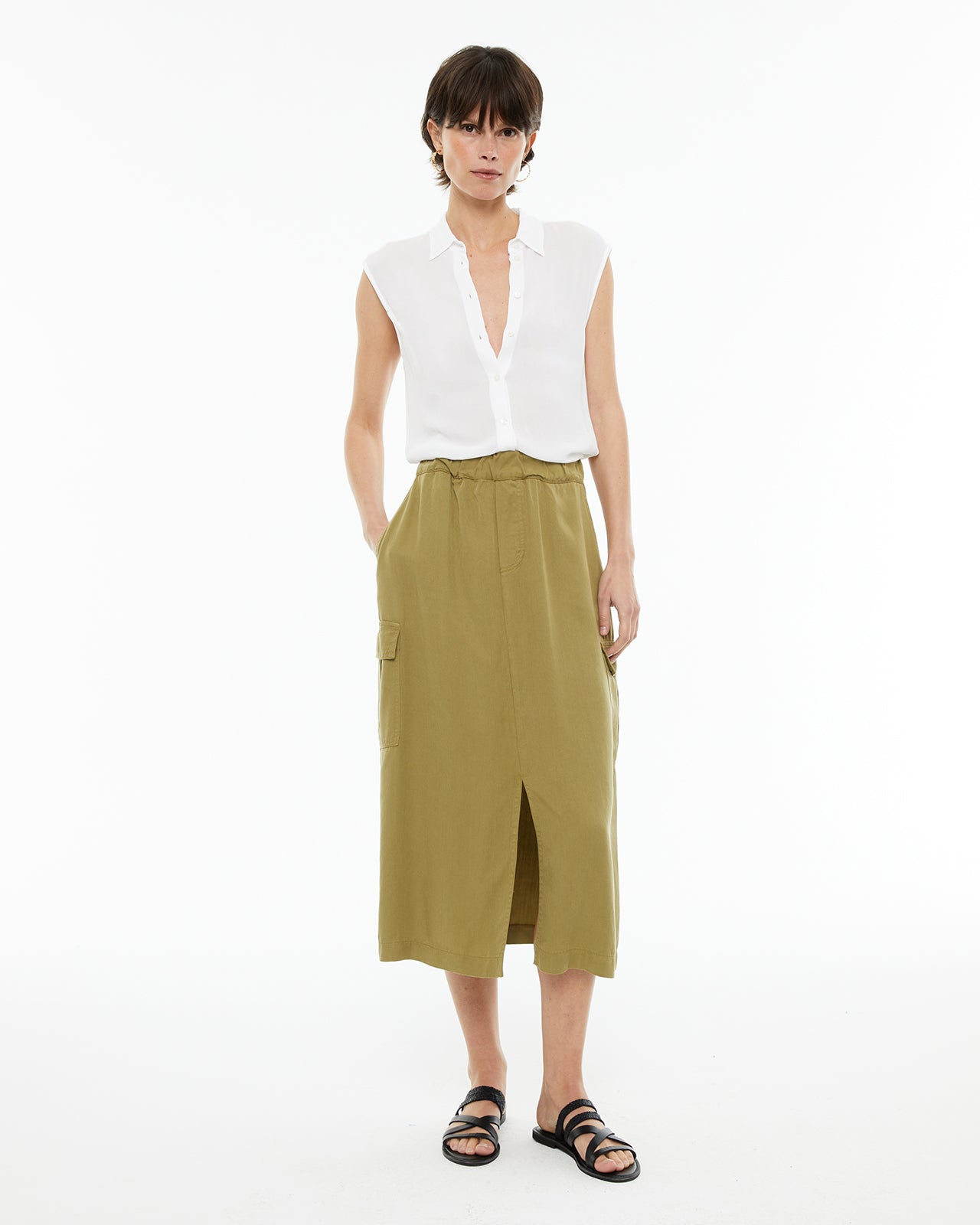 Camisa fluida oversize sin mangas