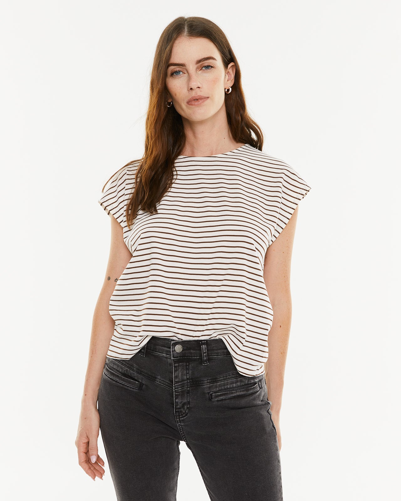 Camiseta rayas marrón