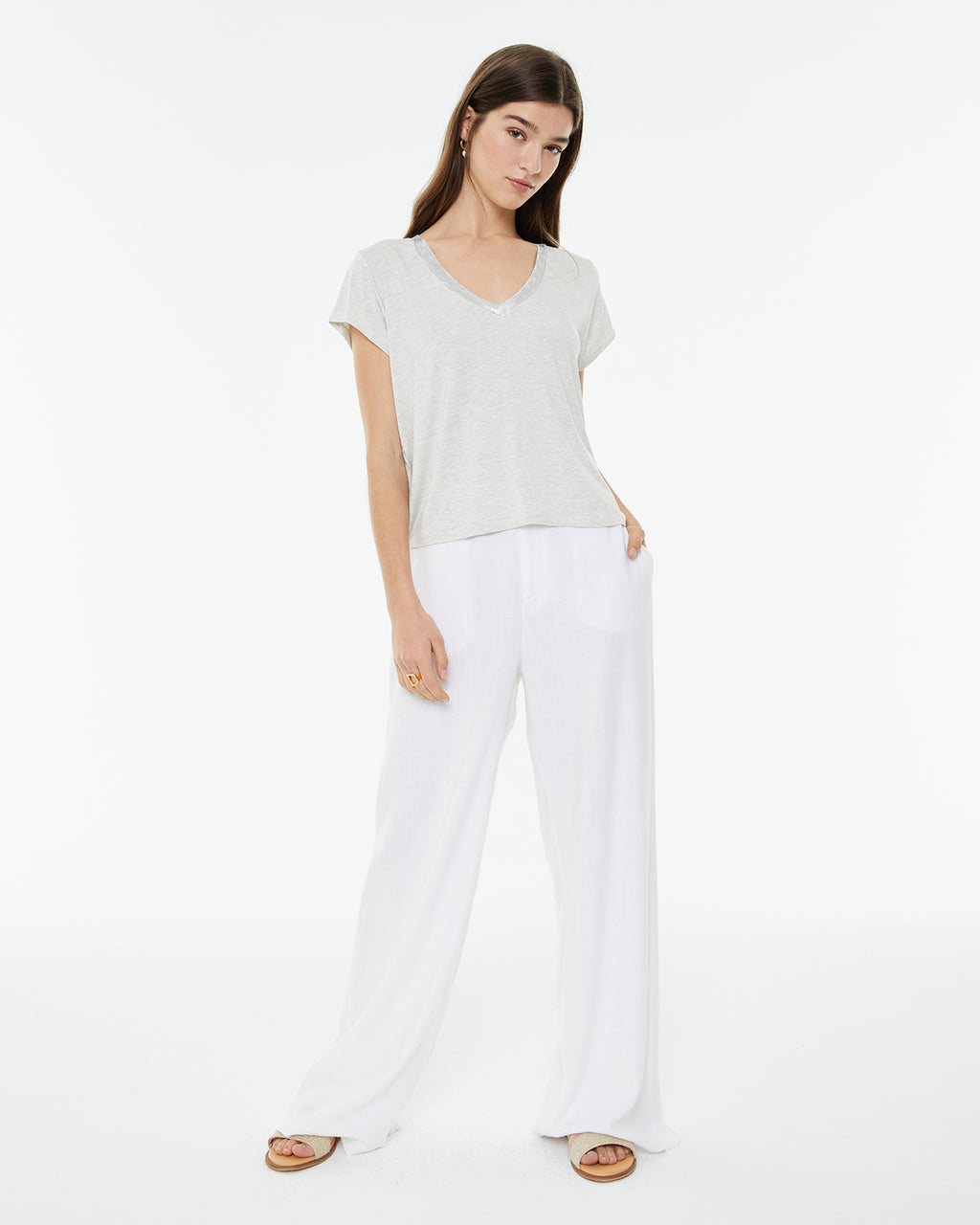 Pantalón palazzo blanco de lino
