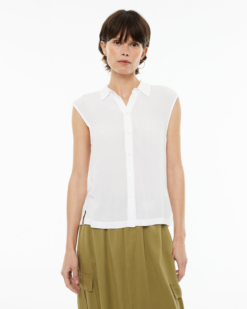 Camisa fluida oversize sin mangas